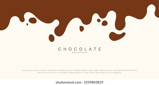 Chocolate background of Modern poster, dynamic splashes and drops. Vector illustration in a flat style of minimalism