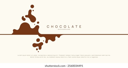 Chocolate background of Modern poster, dynamic splashes and drops. Vector illustration in a flat style of minimalism