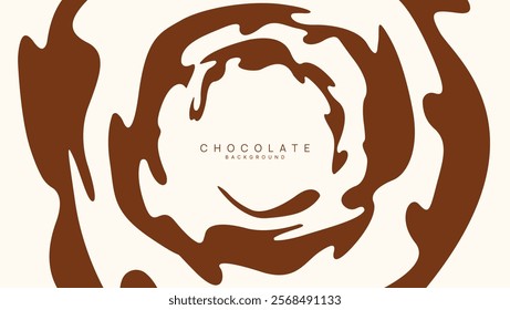 Chocolate background of Modern poster, dynamic splashes and drops. Vector illustration in a flat style of minimalism	