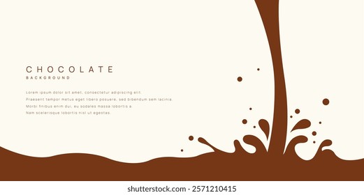 Chocolate background of Modern poster, dynamic splashes and drops. Vector illustration in a flat style of minimalism	