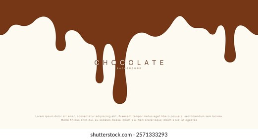 Chocolate background of Modern poster, dynamic splashes and drops. Vector illustration in a flat style of minimalism	