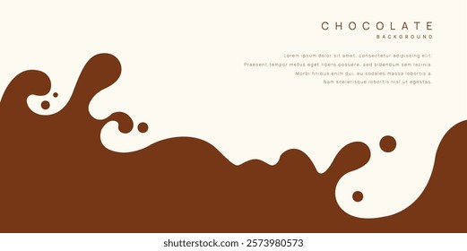 Chocolate background of Modern poster, dynamic splashes and drops. Vector illustration in a flat style of minimalism	