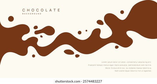 Chocolate background of Modern poster, dynamic splashes and drops. Vector illustration in a flat style of minimalism	