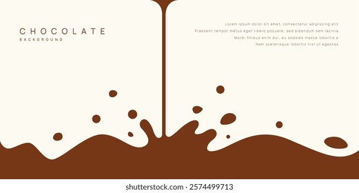 Chocolate background of Modern poster, dynamic splashes and drops. Vector illustration in a flat style of minimalism	
