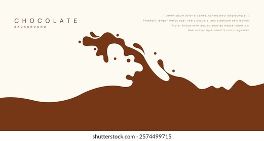 Chocolate background of Modern poster, dynamic splashes and drops. Vector illustration in a flat style of minimalism	