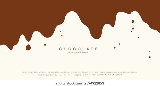 Chocolate background of Modern poster, dynamic splashes and drops. Vector illustration in a flat style of minimalism	