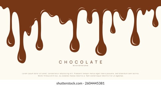 Chocolate background of Modern poster, dynamic splashes and drops. Vector illustration in a flat style of minimalism	