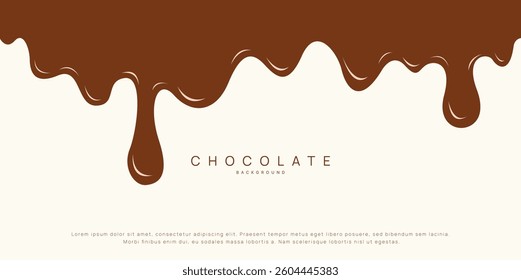 Chocolate background of Modern poster, dynamic splashes and drops. Vector illustration in a flat style of minimalism	