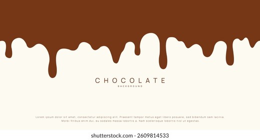 Chocolate background of Modern poster, dynamic splashes and drops. Vector illustration in a flat style of minimalism	