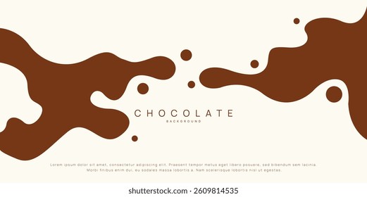 Chocolate background of Modern poster, dynamic splashes and drops. Vector illustration in a flat style of minimalism	