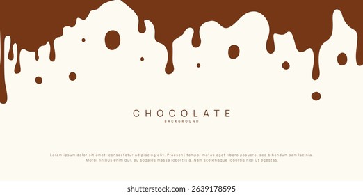 Chocolate background of Modern poster, dynamic splashes and drops. Vector illustration in a flat style of minimalism.