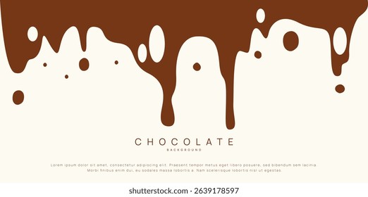 Chocolate background of Modern poster, dynamic splashes and drops. Vector illustration in a flat style of minimalism.