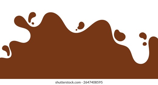 Chocolate background of Modern poster, dynamic splashes and drops. Vector illustration in a flat style of minimalism
