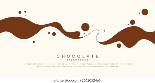Chocolate background of Modern poster, dynamic splashes and drops. Vector illustration in a flat style of minimalism	