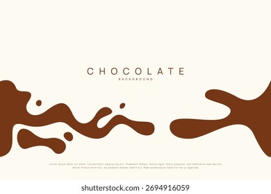 Chocolate background of Modern poster, dynamic splashes and drops. Vector illustration in a flat style of minimalism	