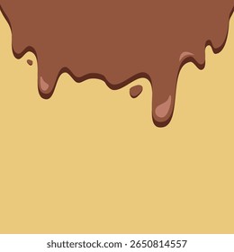 Chocolate background. Movement of chocolate with drops, wave. Hot chocolate. Banner, card.