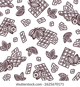 Chocolate background, pattern set. Collection icons chocolate. Vector