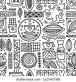 Chocolate background, seamless pattern for your design. Vector illustration