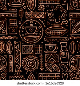 Chocolate background, seamless pattern for your design. Vector illustration