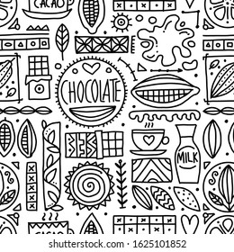 Chocolate background, seamless pattern for your design. Vector illustration