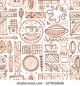 Chocolate background, seamless pattern for your design. Vector illustration