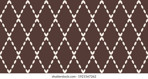 Chocolate background simple diamond motif pattern. Geometric line abstract lineal design. Duotone all over print block for patisserie, bakery shop interior wallpaper, packaging, wrapping, paper bag.