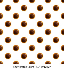 Chocolate bakery biscuit pattern seamless vector repeat for any web design