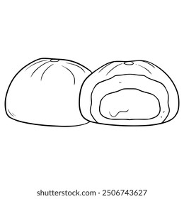 chocolate bakpao illustration hand drawn outline vector
