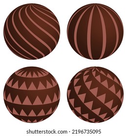 Pelota de chocolate 3d. Ilustración vectorial.