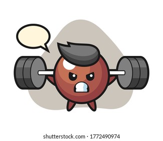 Chocolate ball cartoon with a barbell