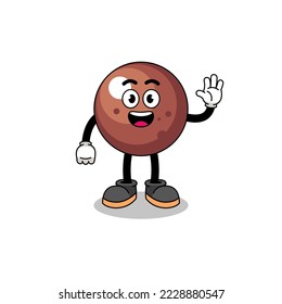chocolate ball cartoon doing wave hand gesture , character design
