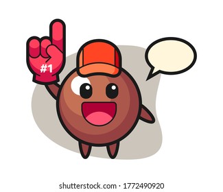 Chocolate ball cartoon with number 1 fans glove