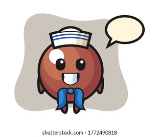 Chocolate ball cartoon as a sailor man