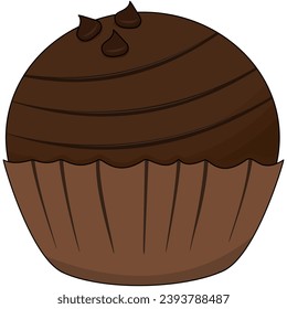 chocolate ball with chocolate chip, dessert bakery, vector illustration