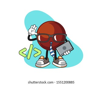 Chocolate ball developer cartoon. Mascot Character vector.