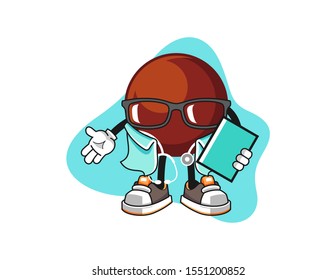 Chocolate ball doctor cartoon. Mascot Character vector.
