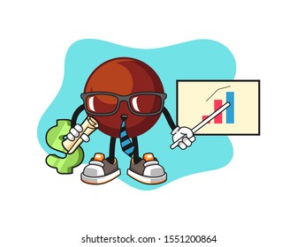 Chocolate ball economist cartoon. Mascot Character vector.
