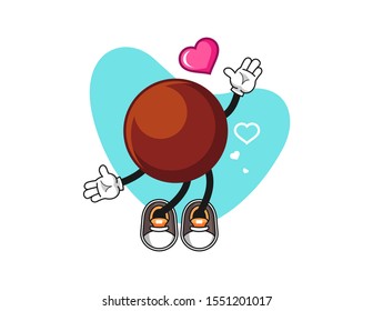 Chocolate ball fall in love cartoon. Mascot Character vector.