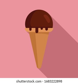 Chocolate ball ice cream icon. Flat illustration of chocolate ball ice cream vector icon for web design