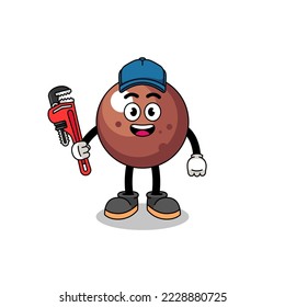 chocolate ball illustration cartoon as a plumber , character design