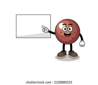 chocolate ball illustration doing a presentation , character design