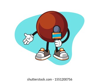 Chocolate ball news reporters cartoon. Mascot Character vector.