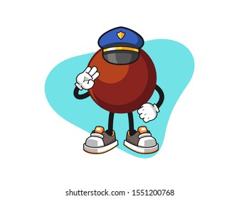 Chocolate ball police officer cartoon. Mascot Character vector.