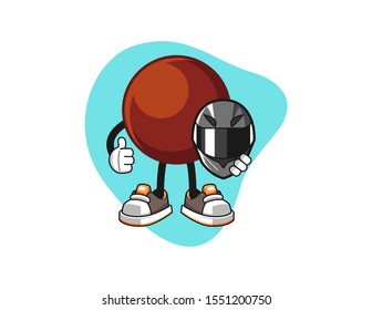 Chocolate ball racer cartoon. Mascot Character vector.