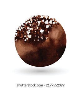 Chocolate ball with white glazed topping watercolor vector great for cards, banners, headers, party posters or decorate your artwork.