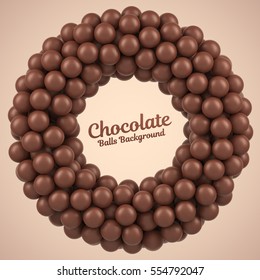 Chocolate balls round frame with place for your content.