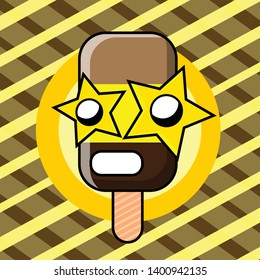 Chocolate banana ice cream cartoon with cute star glasses vector clipart