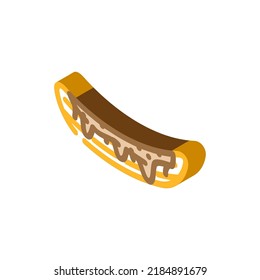 vector de icono isométrico del plátano de chocolate. signo de plátano de chocolate. ilustración de símbolo aislado