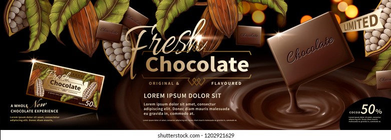 Chocolate Banner Ads Engraving Cocoa Plants Stock Vector (Royalty Free ...