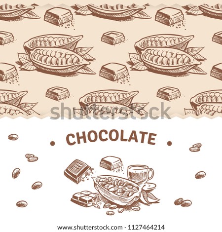 Similar – Image, Stock Photo Chocolate bar on cocoa powder pile. Chocolate and ingredients